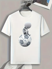 Thinking Pattern Print Men's Comfy Sports T-shirt - Men's Summer Outdoor Clothes