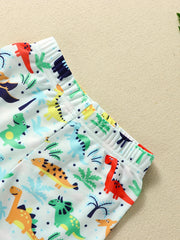 Boys Dino Swim Trunks & Cap Set for Beach Vacation