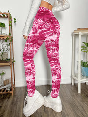 Graffiti Print Skinny Leggings Stretchy Casual Women's Clothing