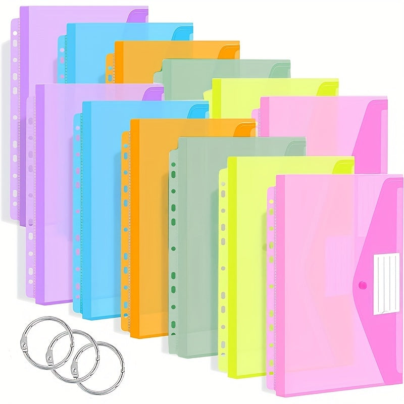 12pcs Heavyweight Binder Pockets w/ Closure & 3 Ring Circles