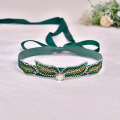 Vintage Rhinestone Belt Hand Sewn Green Crystal Accessories Party Charming Dress