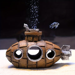 Resin Submarine Ornament Aquarium Decoration Fish Tank Breeding Pot