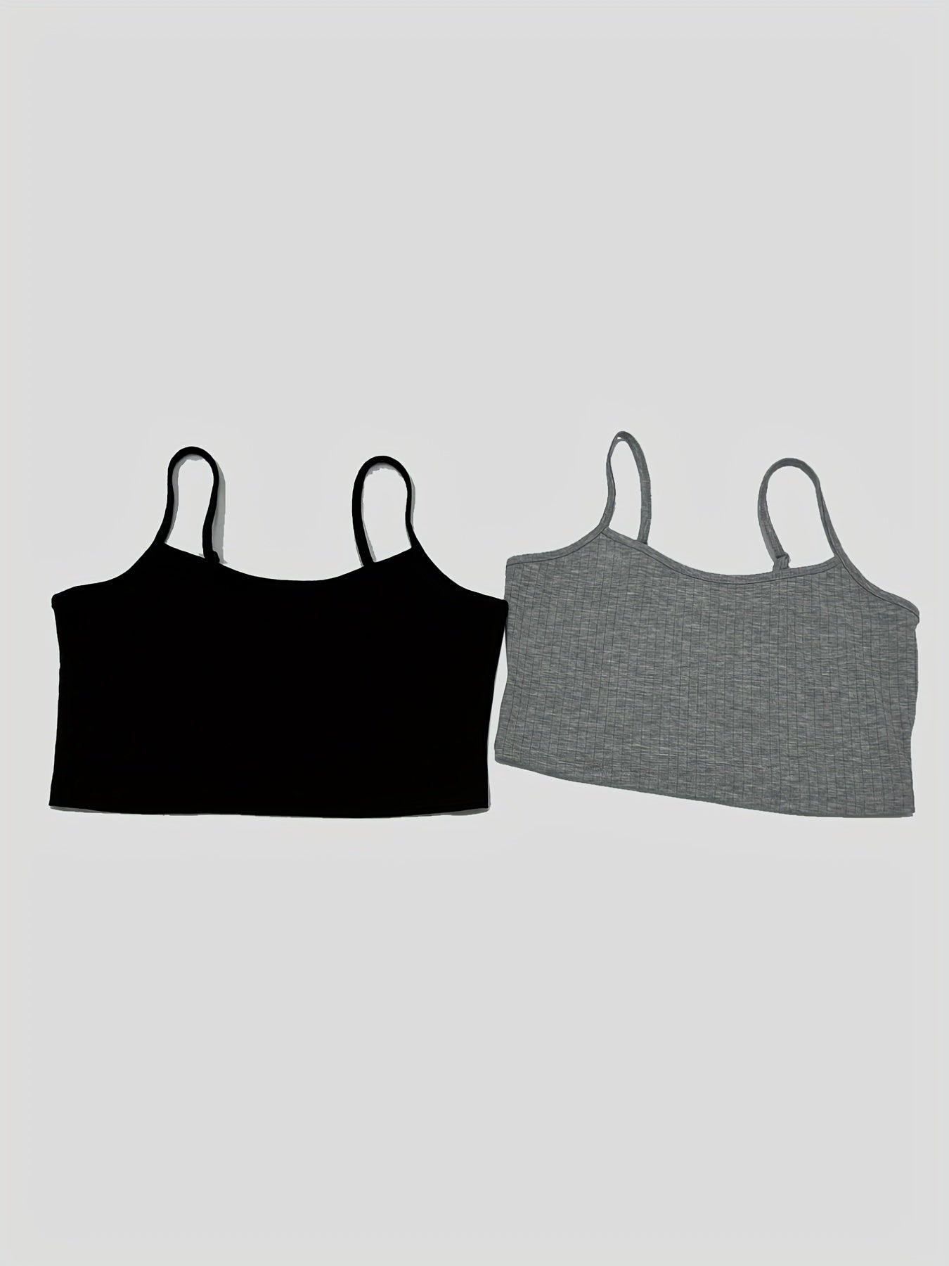 2 Ribbed Crop Cami Top Spaghetti Strap Summer Women's Clothing