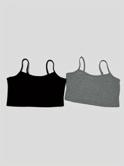 2 Ribbed Crop Cami Top Spaghetti Strap Summer Women's Clothing