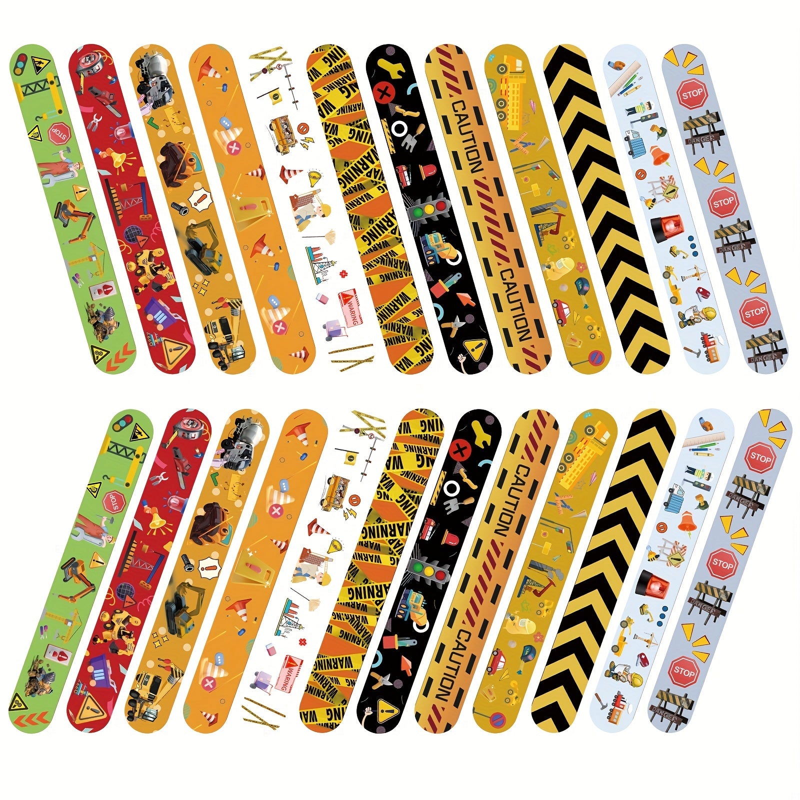 12pcs Construction Slap Bracelets Kids Birthday Party Supplies