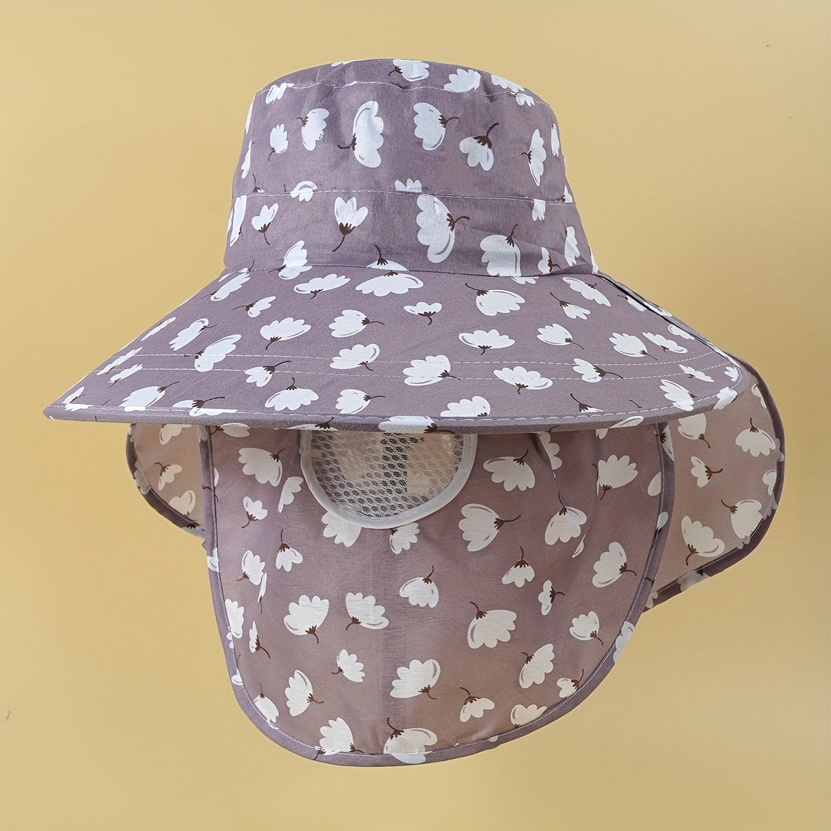 Cotton Print Sun Visors Wide Brim UV Protection Sun Hats with Face Cover
