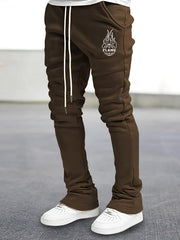 Men's Globe Pattern Flared Trousers Hip Hop Style Joggers