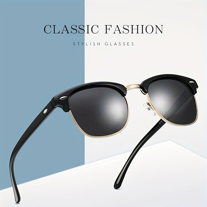 Vintage Half Frame Polarized Sunglasses UV400 Sunshade Men Women