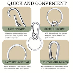 Heavy Duty Metal Keychain Holder for Belt Carabiner with Keyring Clips