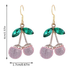 Red Crystal Cherry Drop Dangle Earrings Women's Jewelry Gift