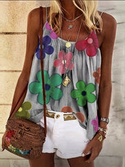 Floral Print Spaghetti Top Sleeveless Cami Top