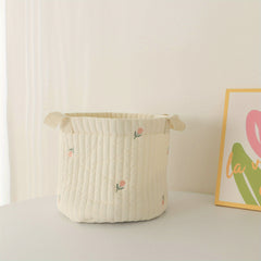 Stylish Embroidered Cotton Storage Basket