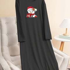 Christmas Lounge Dress Women's Plus Snowman Graphic Tee Dress