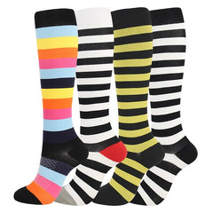 Striped Compression Sports Socks for Outdoor Fitness