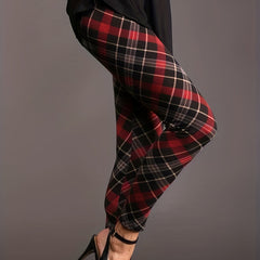 Plaid Print High Rise Stretchy Skinny Leggings