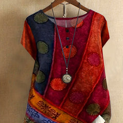 Floral Print Short Sleeve Boho Blouse