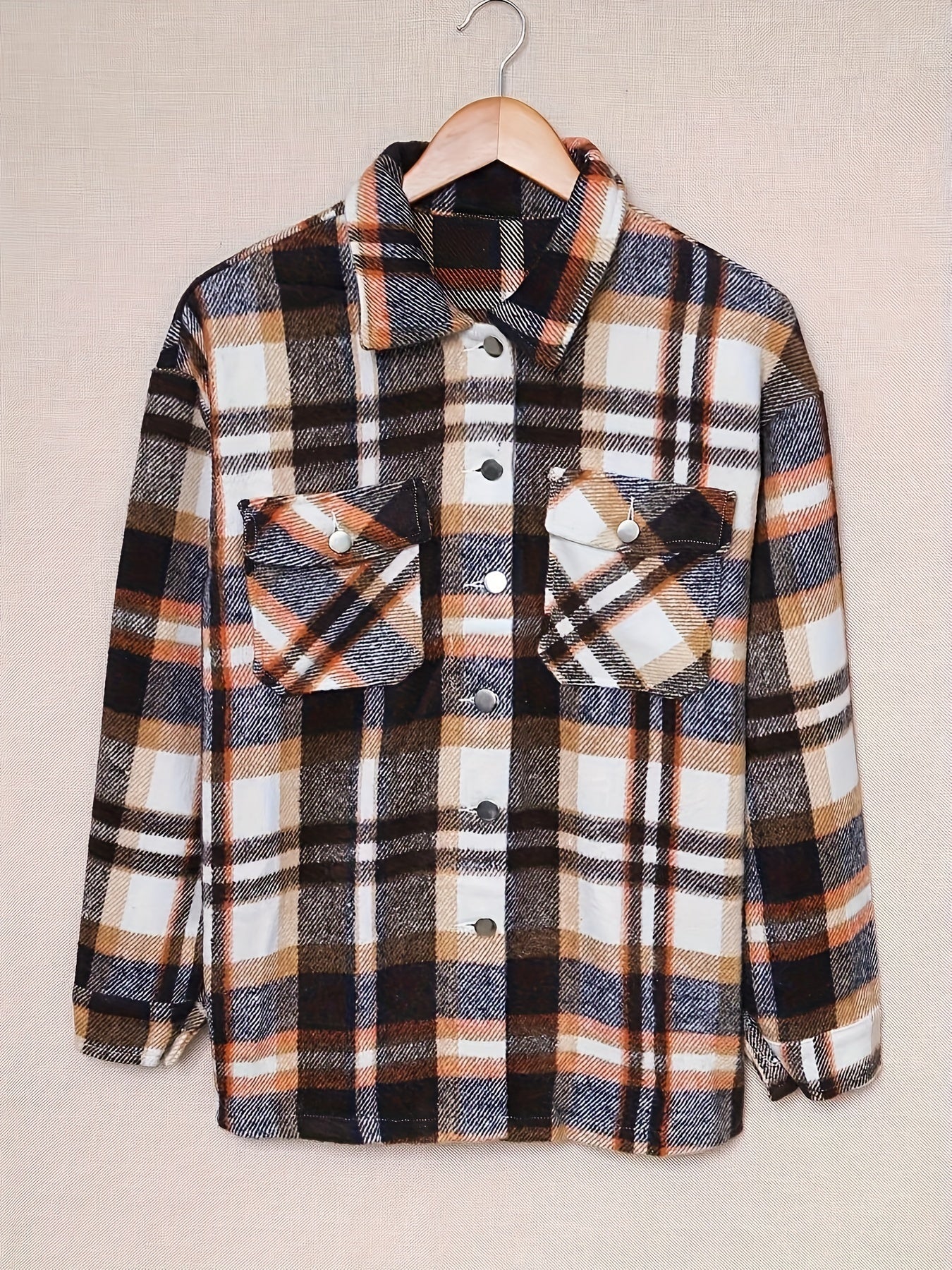 Plaid Print Button Up Long Sleeve Blouse