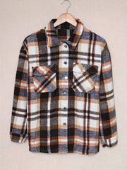 Plaid Print Button Up Long Sleeve Blouse