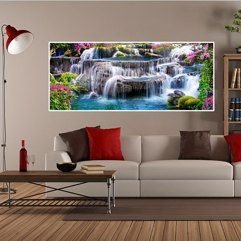 Large Waterfall 5D Diamond Painting Kit 90x40cm Full Round Drill DIY Crystal Rhi