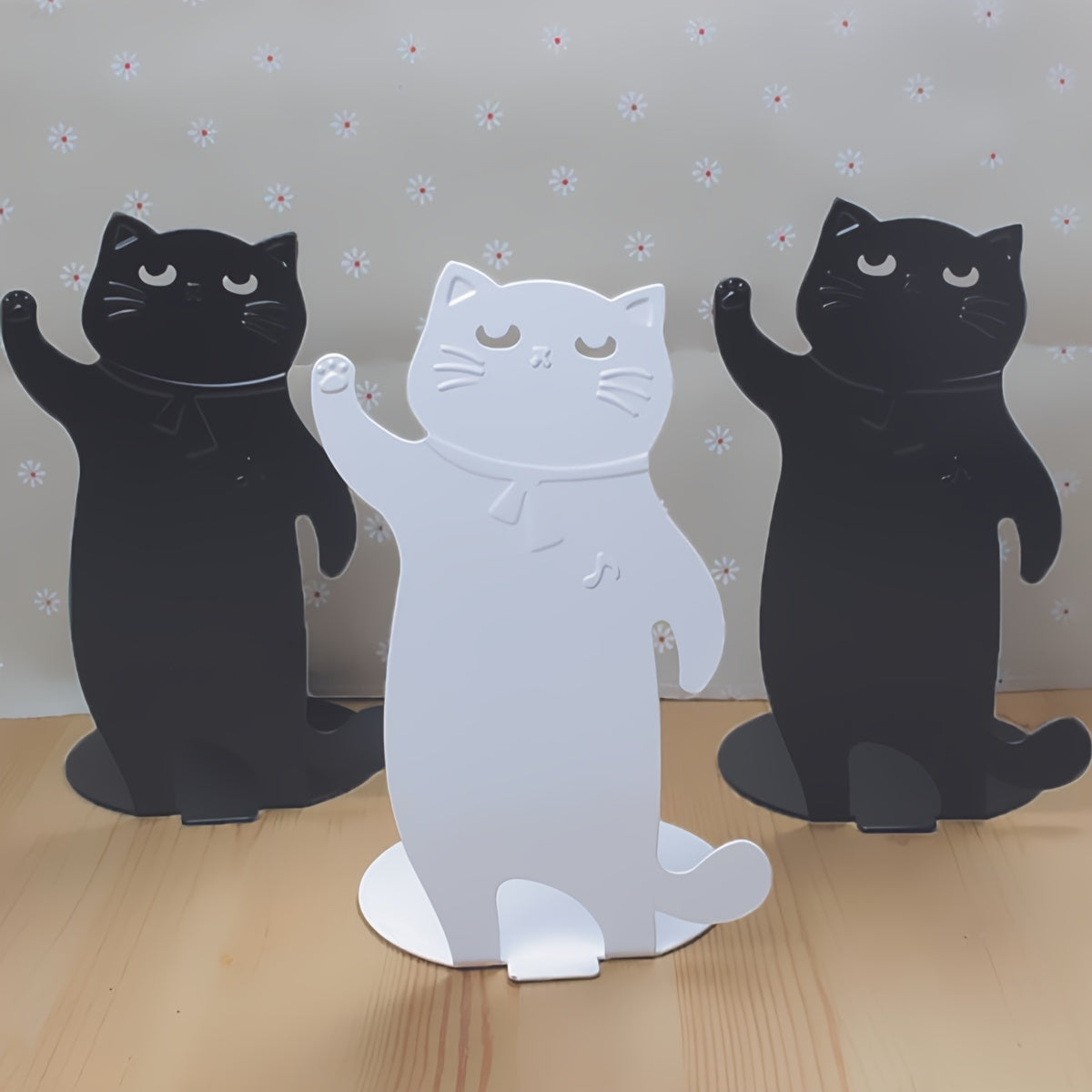 2pcs Cat Shape Music Animal Bookshelf Metal Bookend