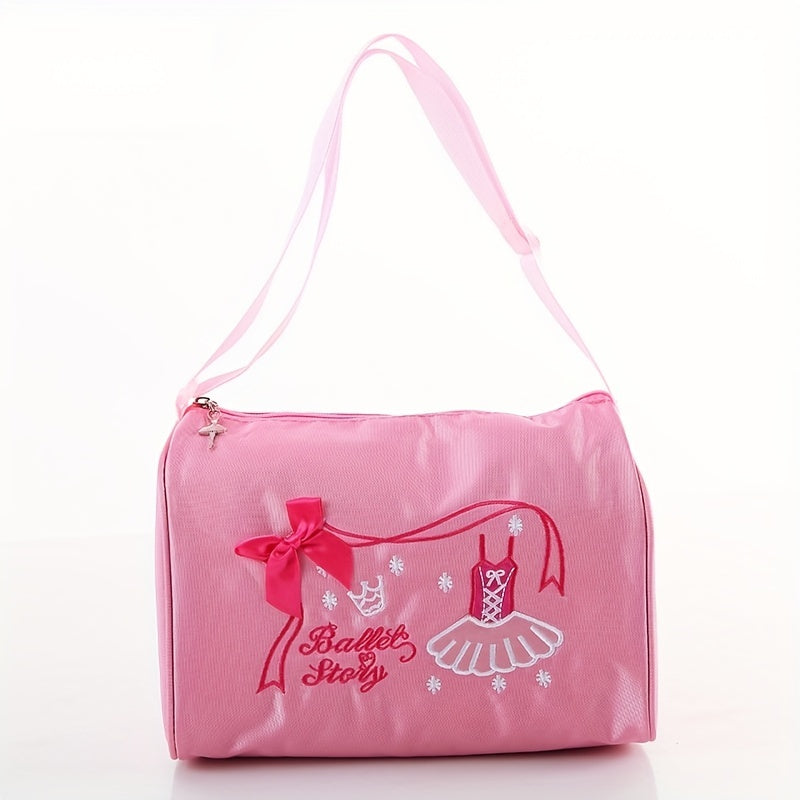 Pink Ballet Skirt Bow Decor Bag For Girl Costume Clothes Shoes Dress Handbag