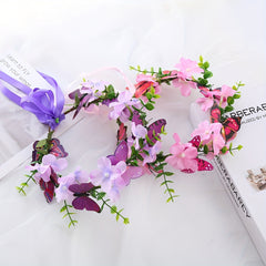 Butterfly Flower Wreath Headband for Girls
