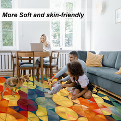 Colorful Christmas Area Rug Plaid Festive Print Holiday Rug Washable