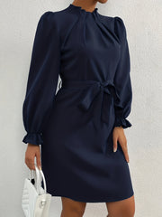 Ruched Solid Long Sleeve Dress