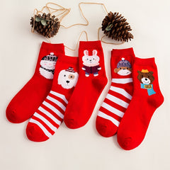 5 Pairs Soft Rabbit Pattern Socks Pack for Chinese New Year Women's Lucky Socks