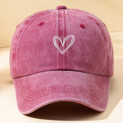 Heart Embroidery Baseball Cap Distressed Dad Hats Adjustable