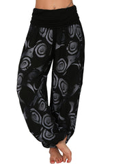 Boho Geometric Print Ruched Harem Pants Casual Bohemian Pants