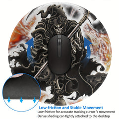 Death Version Style Round Sewn Edge Mouse Pad for Office Work and Gaming