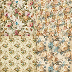 24pcs Vintage Romantic Style Scrapbook Paper With Rose - DIY Origami