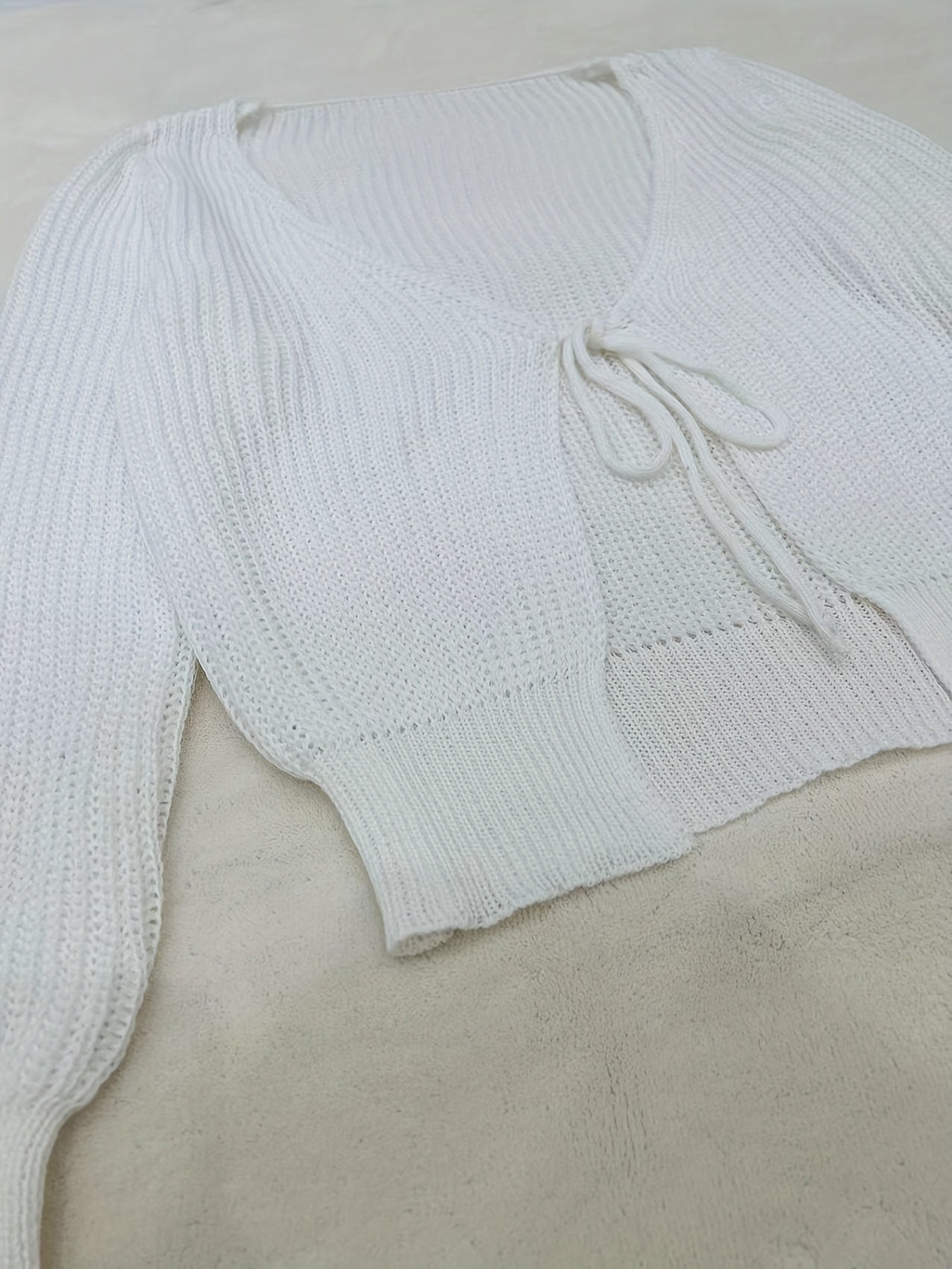 Tie Front Cardigan Long Sleeve Casual Spring Fall Women's Clothing