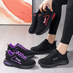 Lightweight Faux Leather Running Shoes Lace Up Non Slip Sneakers