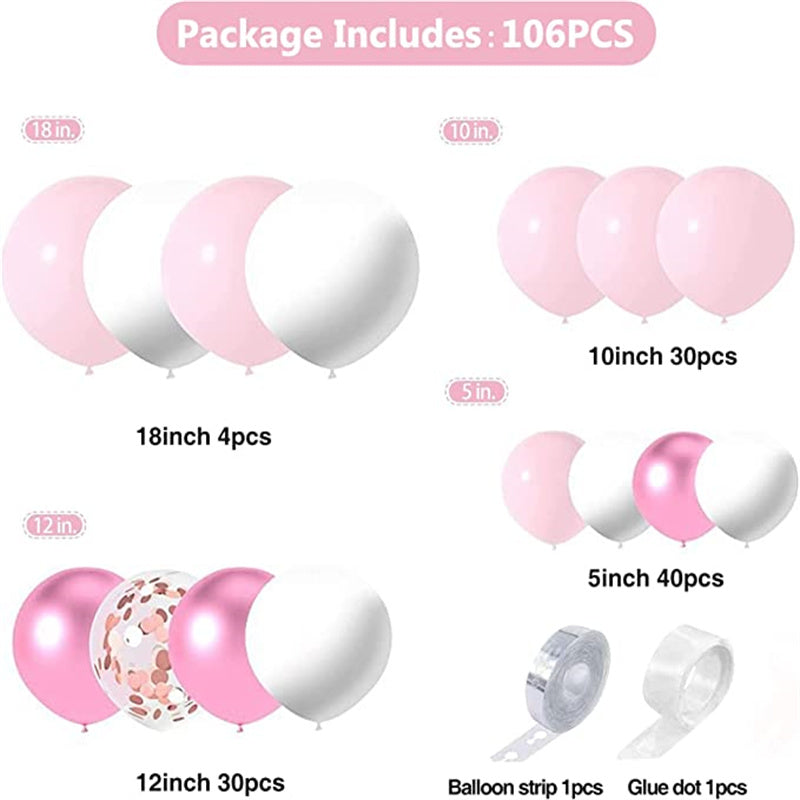 Pink Balloons Arch Wreath Set for Baby Girl Shower Decor