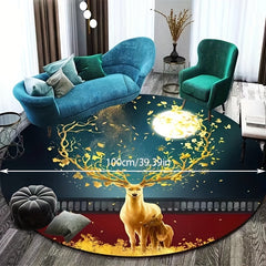 Elk Moon Pattern Kitchen Rug Non-slip Floor Mat