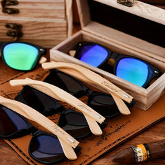 2pcs Personalized Wooden Glasses Custom Engraving High Bamboo Frame