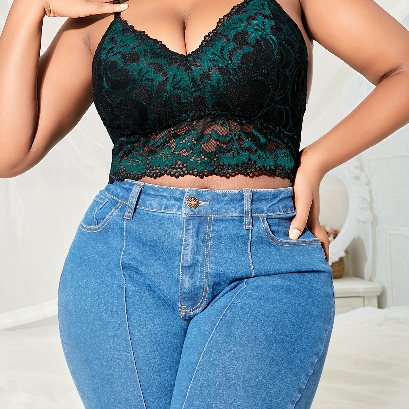 Lace V Neck Longline Bra