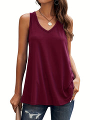 Sleeveless V-neck Tank Top Women's Casual Fit