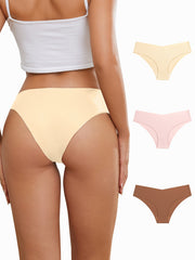 3pcs Seamless Solid Briefs Women's Panties