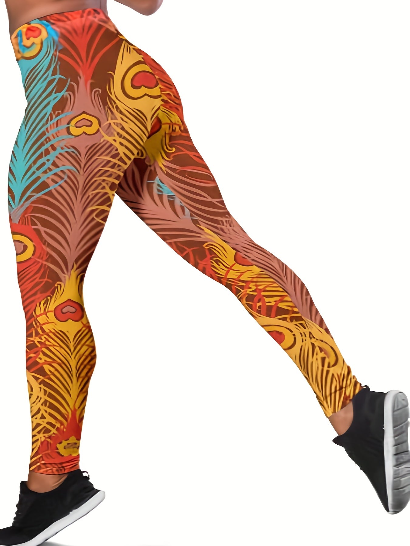 Feather Print Medium Stretch Leggings