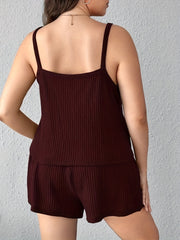 Waffle Knit V Neck Cami Top & Shorts Lounge Set