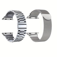 2pcs Stainless Steel Strap For IWatch Series Nylon Braided Strap