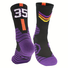 Men's Pro Basketball Mid Calf Socks High Elastic Sweat Absorbing Non Slip