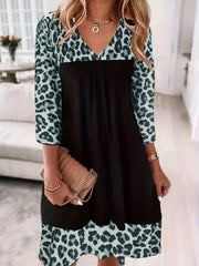 Casual Dress Women's Plus Colorblock Leopard Print Dress