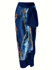 Glitter Marble Print Swimsuit & Cover Up Set