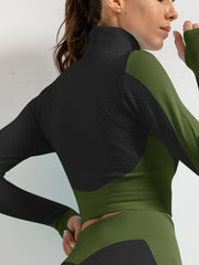 Zipper Style Women's Seamless Athletic Long Sleeves Sports Running Shirt