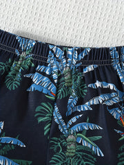 Boys Giraffe Graphic T-shirt & Tropical Leaves Shorts Set