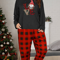 Christmas Lounge Set Women's String Lights & Gnome Print Pajamas